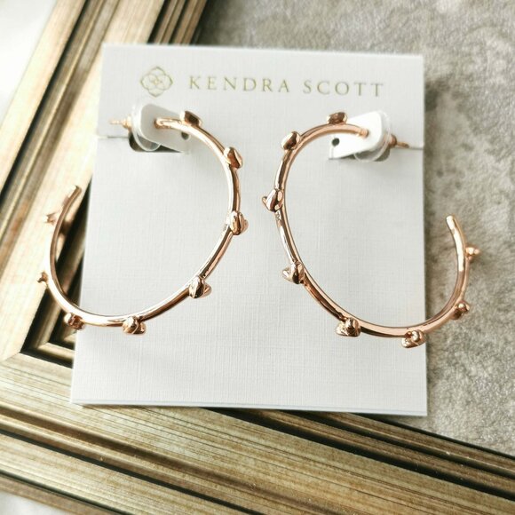 Kendra Scott Haven Heart Rose Gold Hoop Earrings - Picture 1 of 3